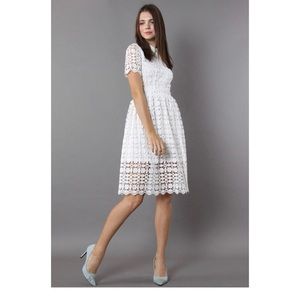 CROCHET WHITE MIDI DRESS